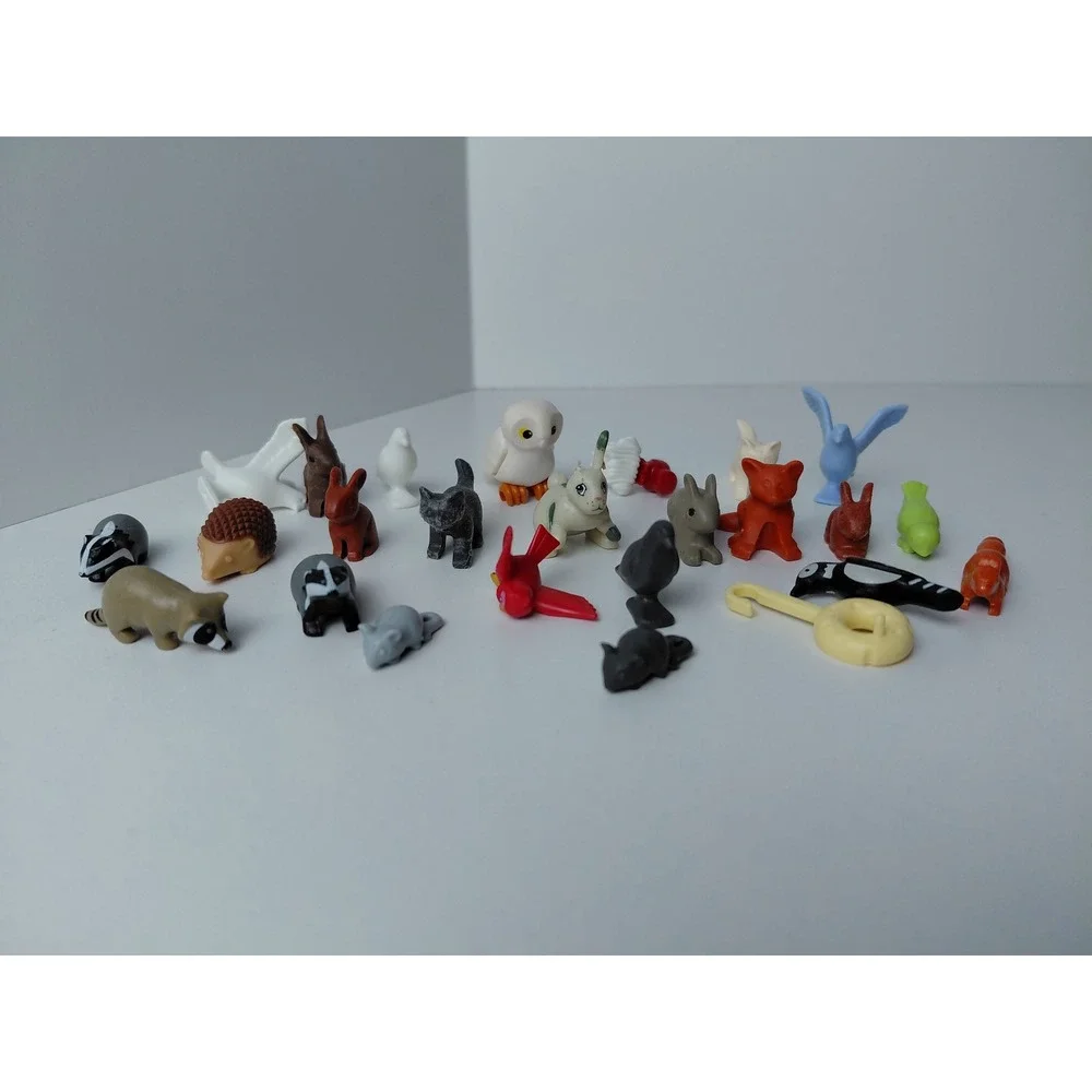 Vintage Geobra Playmobil Animal Figure Lot of 24 Raccoon Owl Rabbit Birds